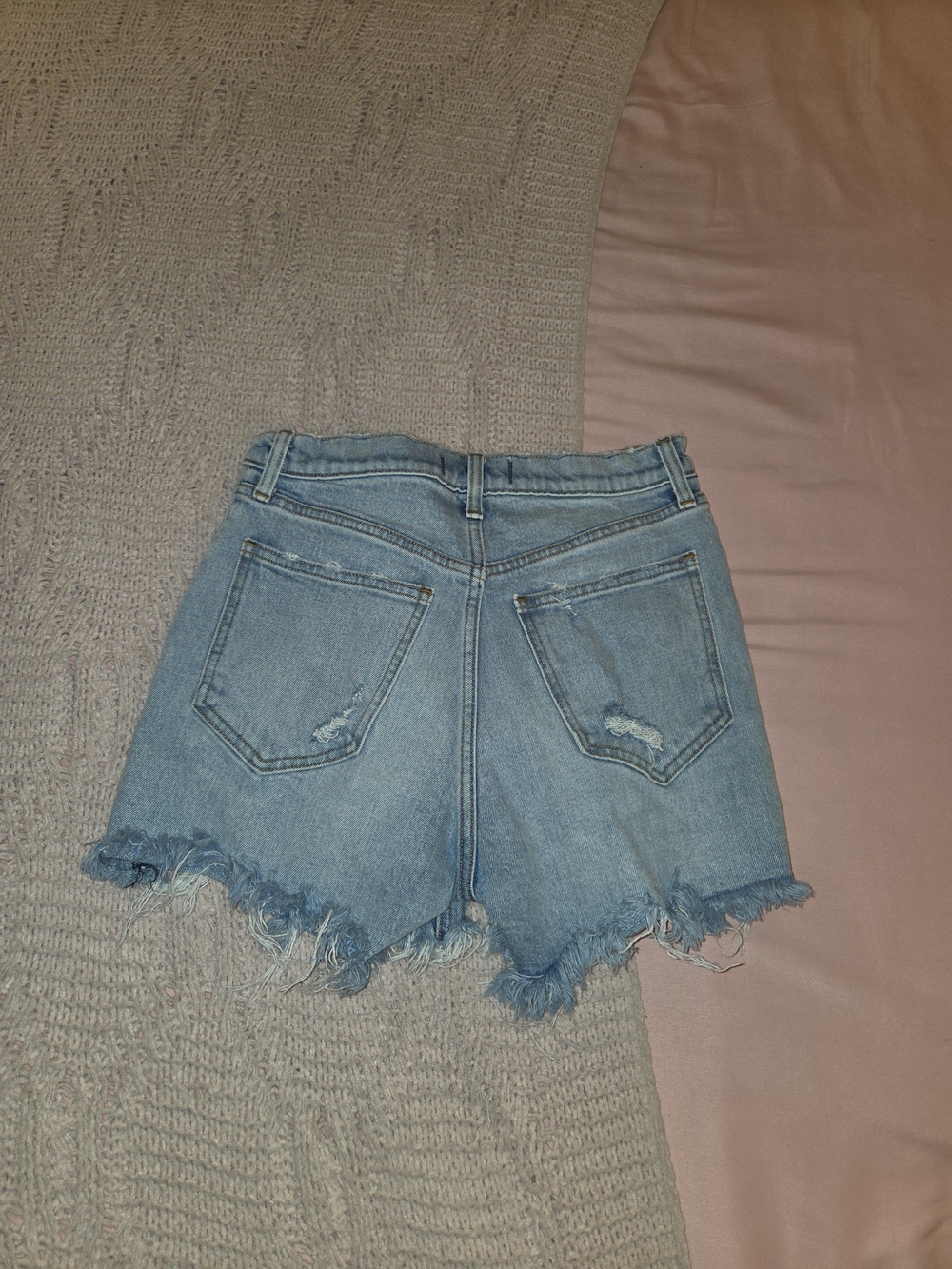 Abercrombie & Fitch Light Blue Distressed Denim Shorts